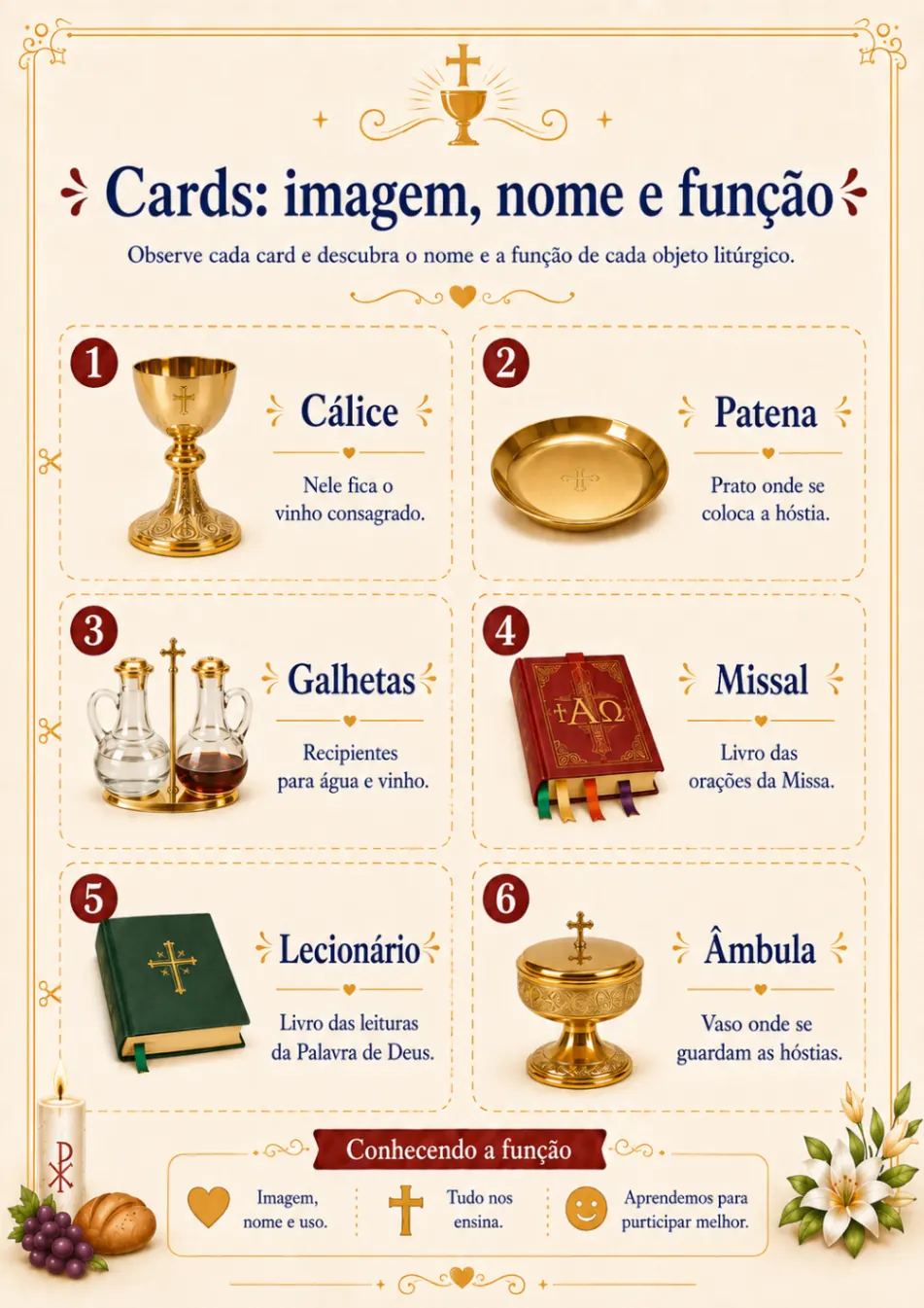Cards: imagem, nome e função dos objetos