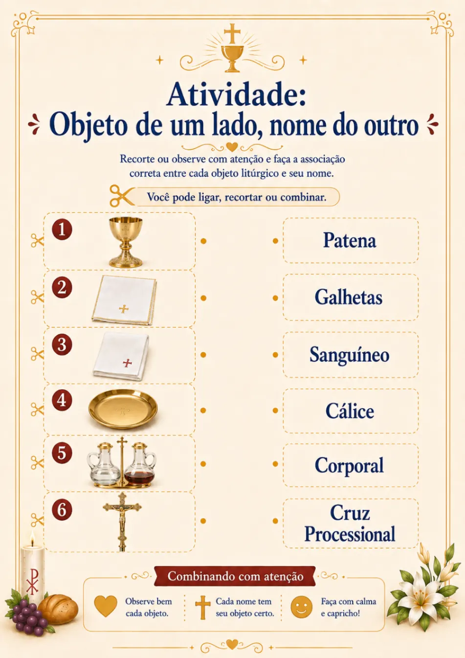 Atividade: Objeto de um lado, nome do outro