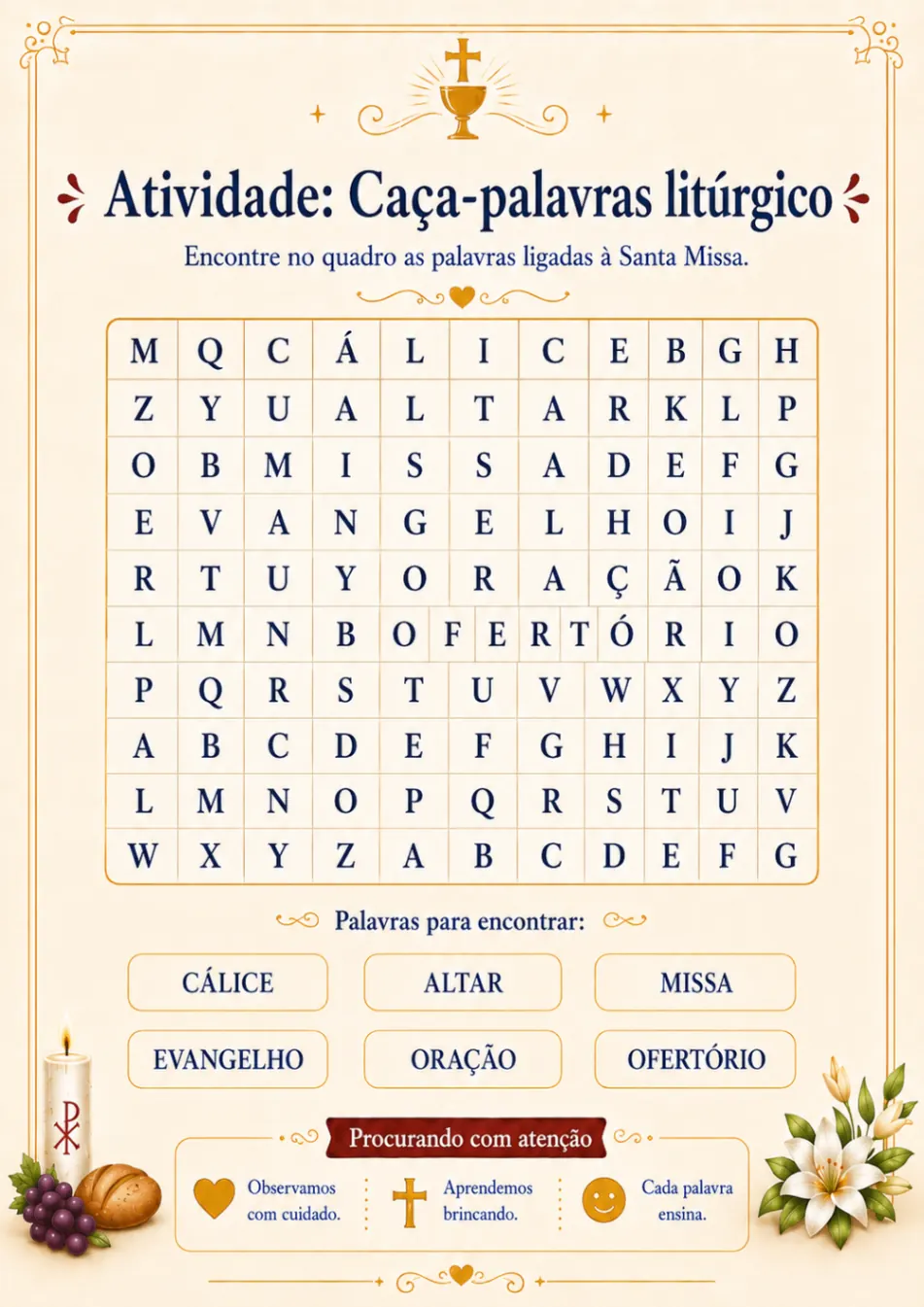 Atividade: Caça-palavras litúrgico